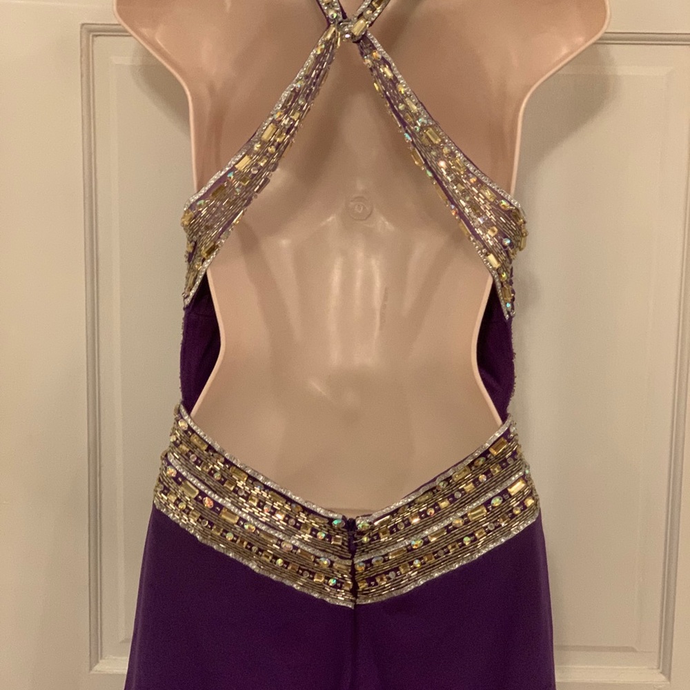 Terani Couture short bead keyhole purple dress - Picture 9 of 10